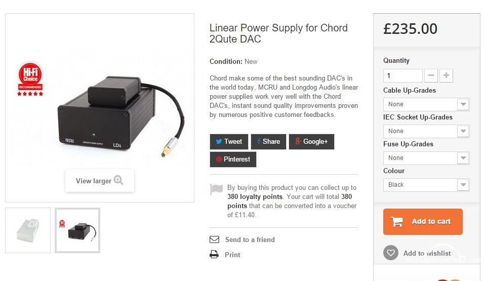 Linear Power Supply for Chord 2Qute DAC